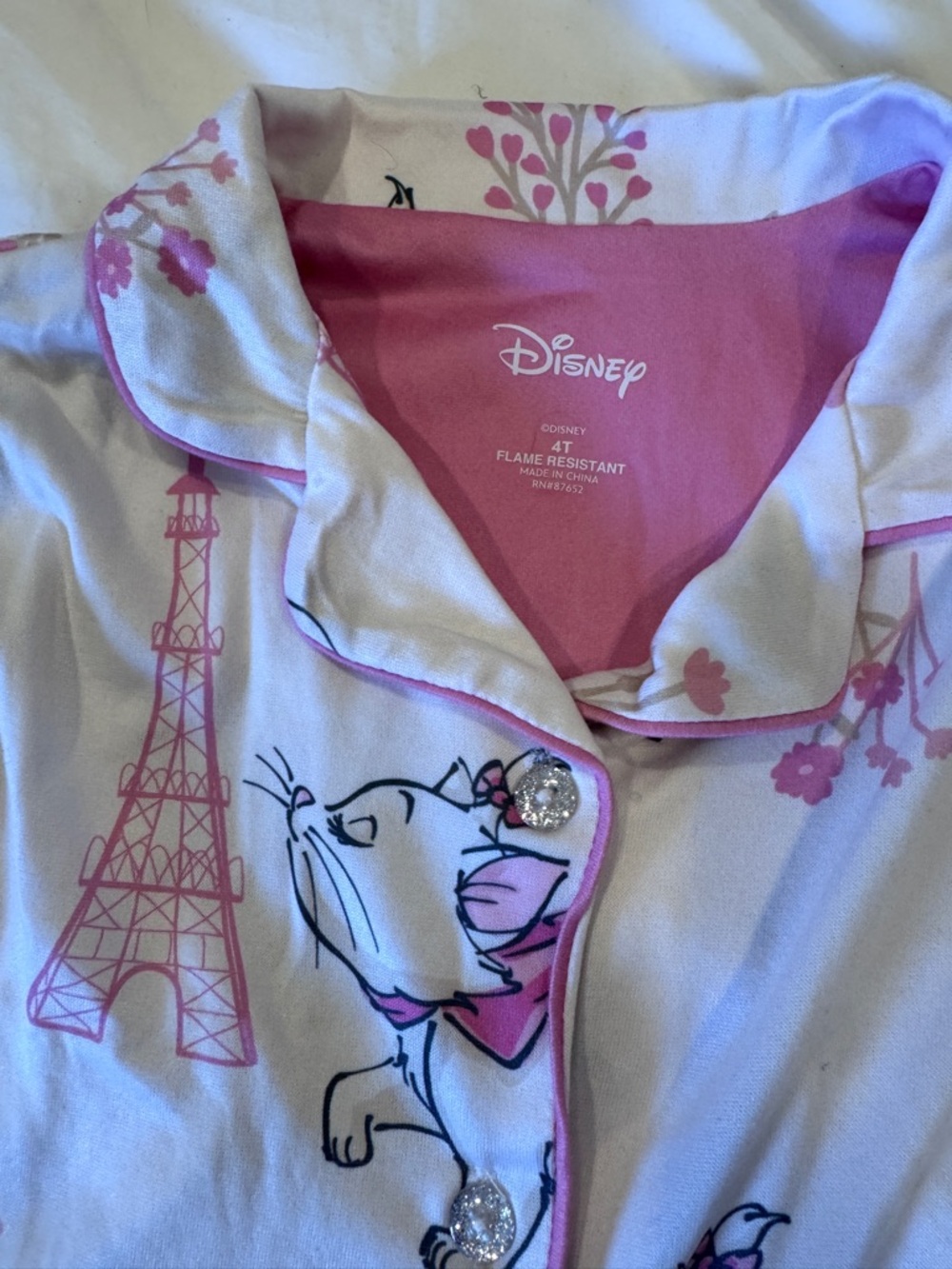 NWT Disney White & Pink Marie Aristocats Short Summer Pajama Pjs Set - Picture 4 of 6